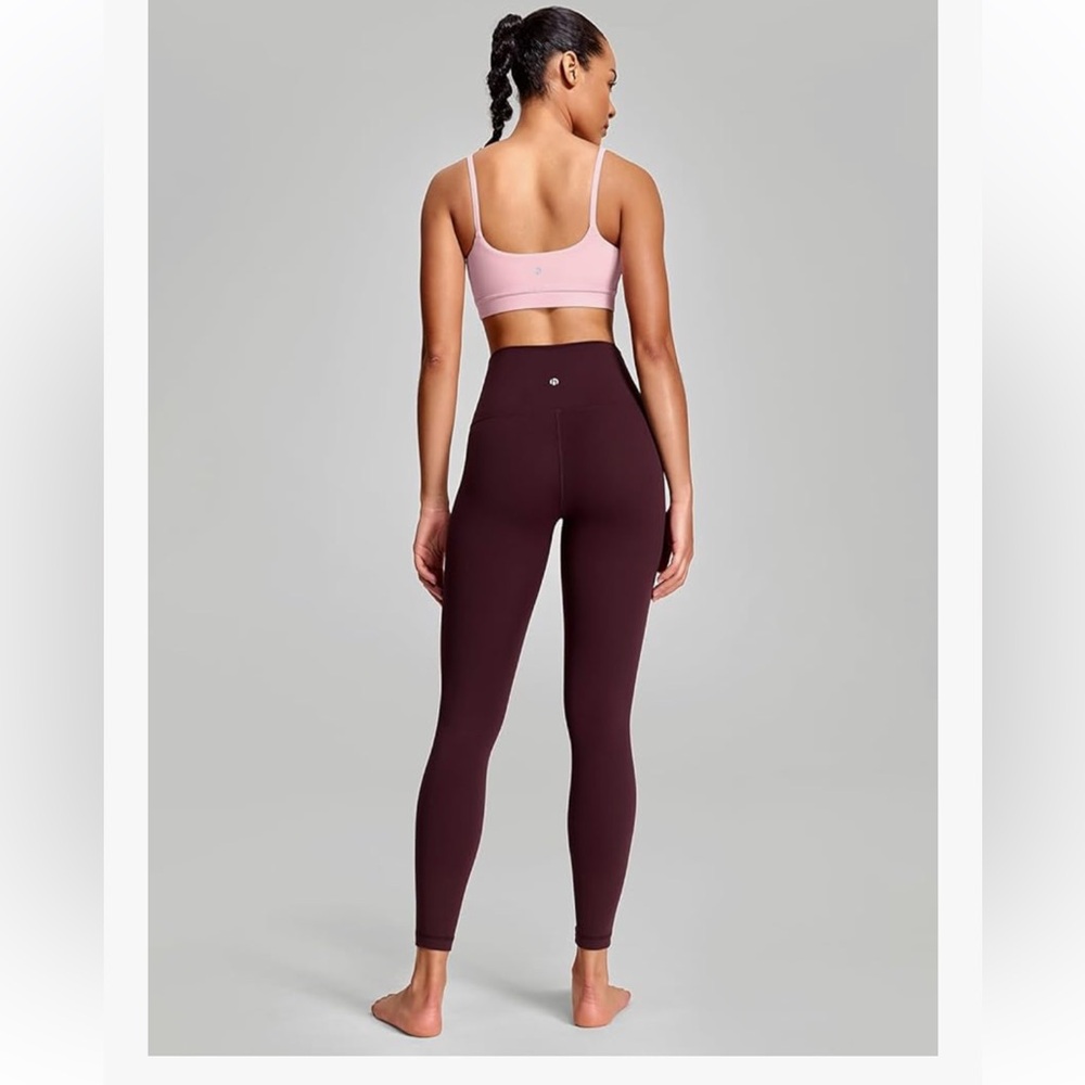 HeyNuts Workout Pro Leggings 25'', Compression 7/8 Workout Pants large burgundy - Picture 4 of 7